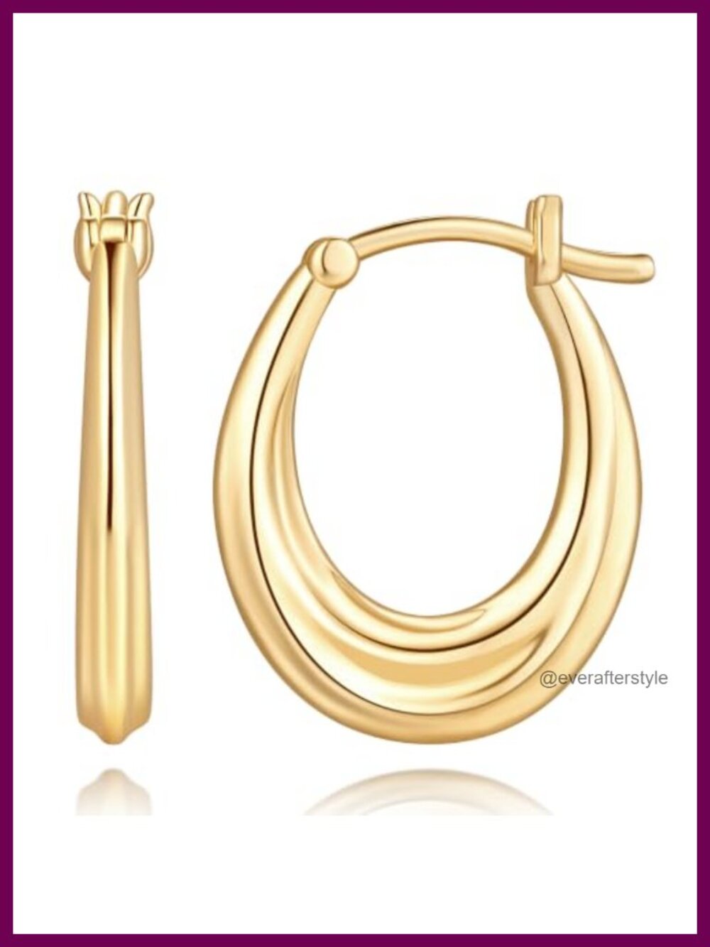 14K Gold Plated Hoop Earrings for Women Modern Flow Design Hypoallergenic
